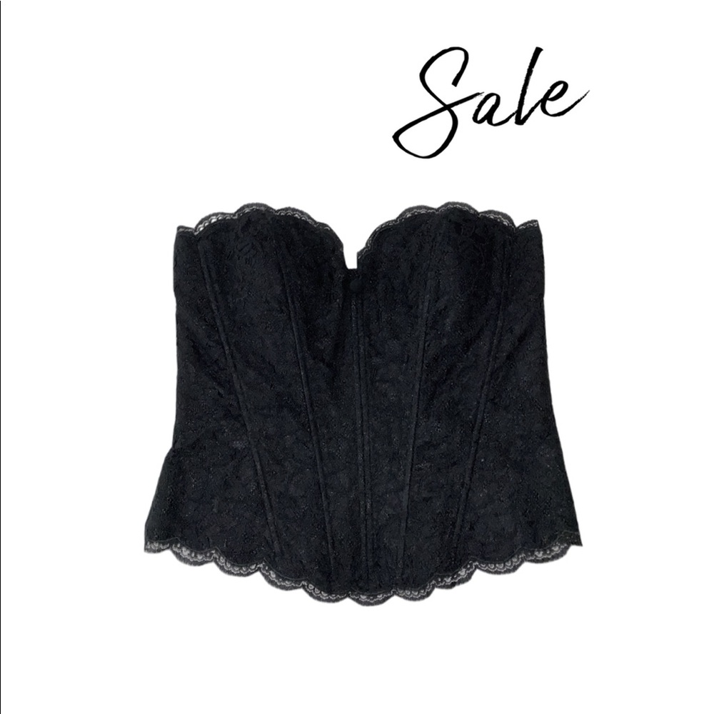 Rare Vintage VICKY TIEL Couture 1980’s/90’s Black Lace Corset Top